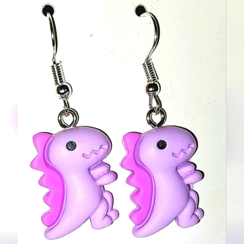 Purple Super cute Retro Dinosaur Earrings For kids And Adults - Picture 1 of 4